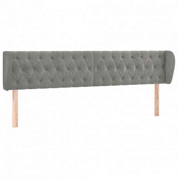 vidaXL Čelo postele typu ušák světle šedé 183x23x78/88 cm samet
