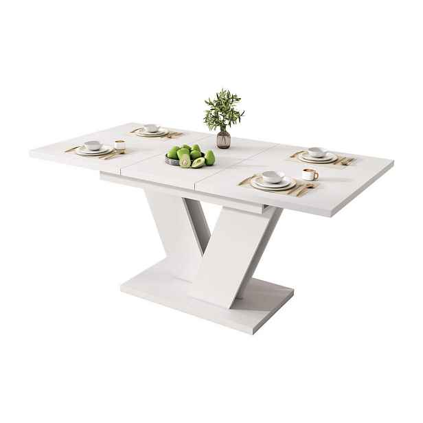 EVRYAE JÍDELNÍ STŮL výsuvný, MDF, nohy ve tvaru V, moderní design 120/160 cm, šířka 80 cm