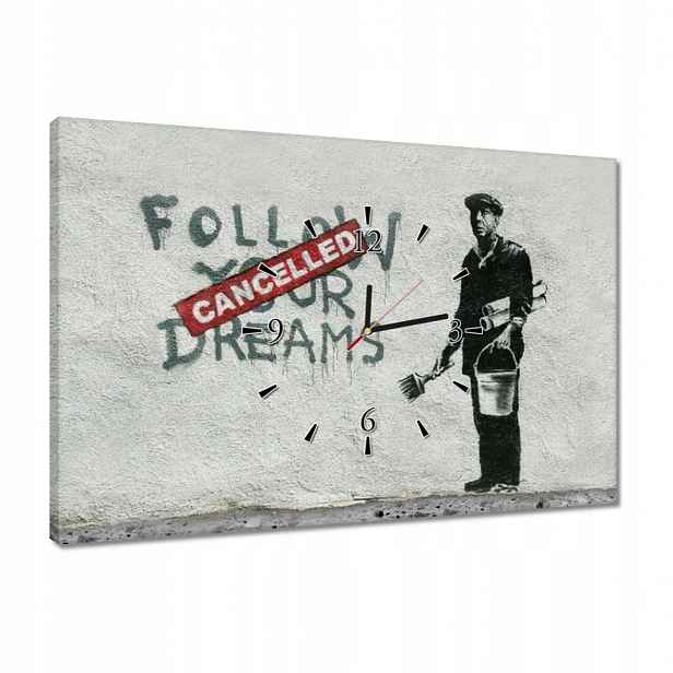 Hodiny 60x40 Banksy Follow Your Dreams