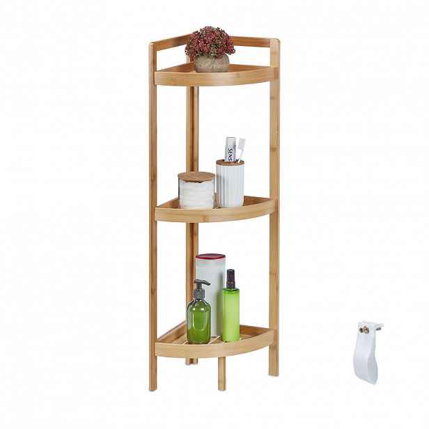 Relaxdays POLICE rohová přírodní bambus 3 police 90 cm