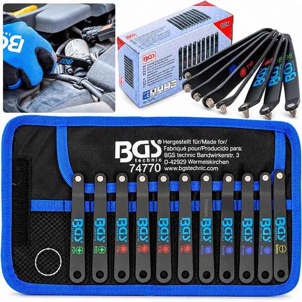Ultratenké šroubováky Torx Pz imbus ploché, 10 ks BGS-Germany