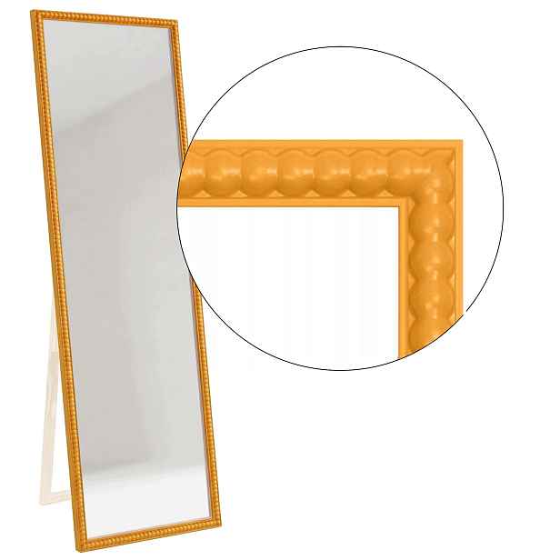 Zrcadlo stojící v rámu Přírodní Bubbleové dřevo 161x41 165x45 oranžové
