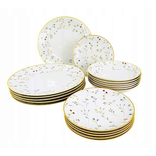 18dílná sada porcelánových talířů Linea Botanic