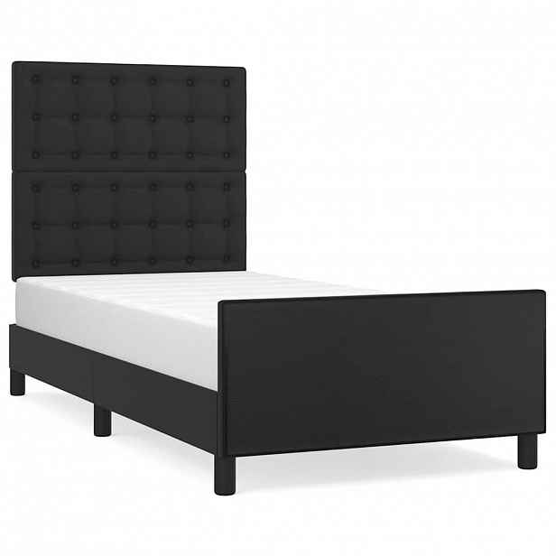 vidaXL Rám postele s čelem černý 90x190 cm umělá kůže