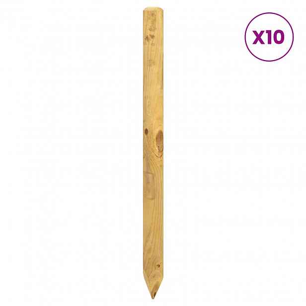 vidaXL Plotové sloupky 10 ks Hnědá 120 cm Masivní borovicové dřevo