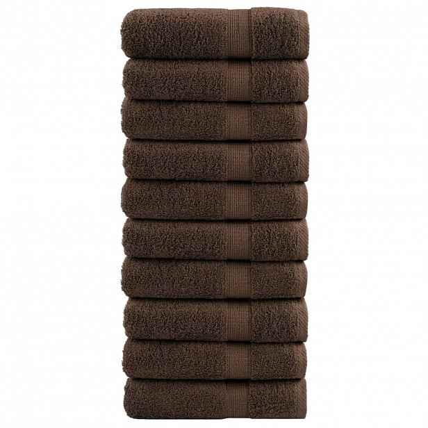 vidaXL Prémiové ručníky SOLUND 10 ks hnědé 50x100 cm 600 g/m²