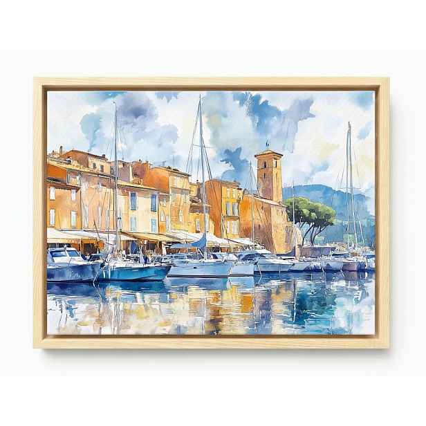 Obraz Rám American Box Azurové Pobřeží Saint Tropez Marina Jachty 80x60