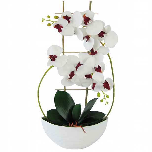 Orchidej Real Touch 60 cm, gumovaná v květináči Luna 2