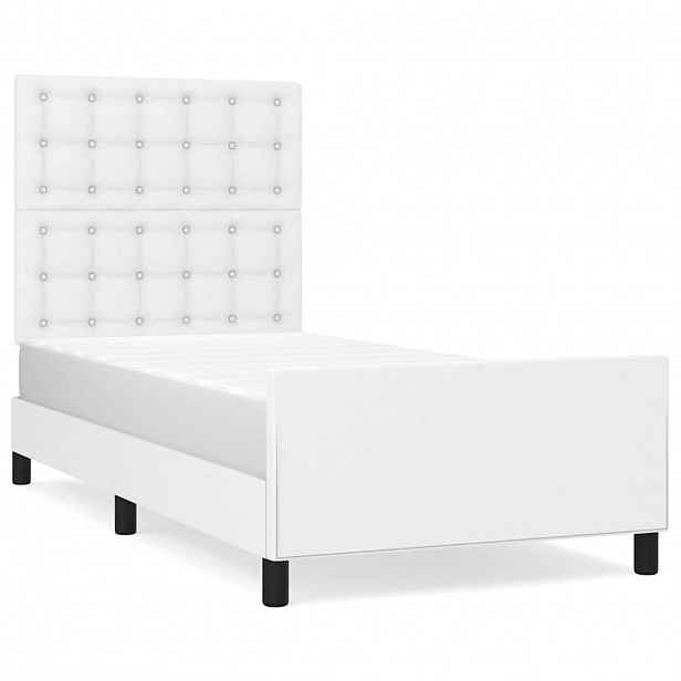 vidaXL Rám postele s čelem bílý 90x190 cm umělá kůže