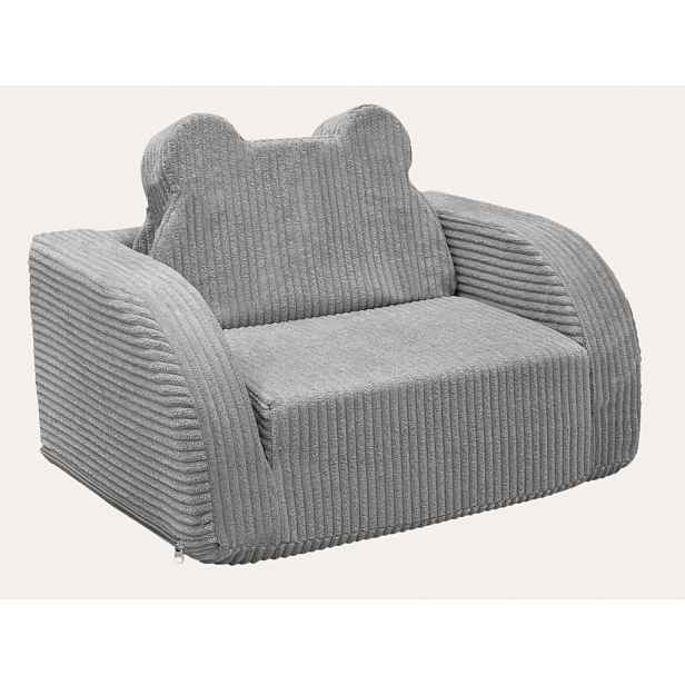 ELIS DESIGN Dětské rozkládací křeslo Medvídek - světle šedá