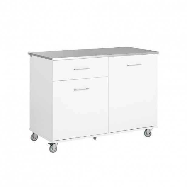 SoBuy KUCHYŇSKÝ OSTRŮVEK se 2 zásuvkami Bílá 120x56x90cm Moderní