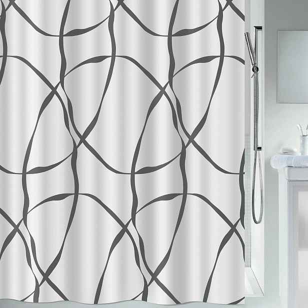 Spirella sprchový závěs Ribbon, motiv stuhy, bílý, 180 x 200 cm, polyester