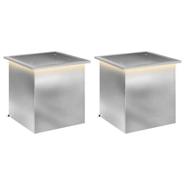 vidaXL Zahradní truhlík s LED osvětlením 2 ks Stříbrná 50 × 50 × 48 cm