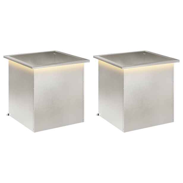 vidaXL Zahradní truhlík s LED osvětlením 2 ks Stříbrná 50 × 50 × 48 cm