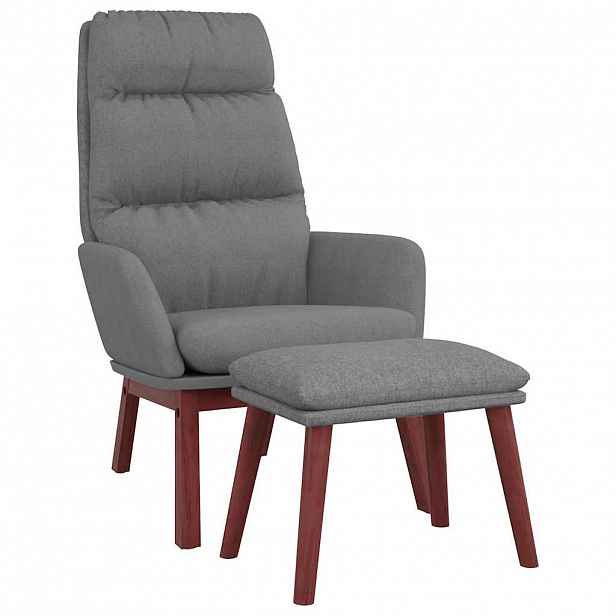 vidaXL Relaxační křeslo se stoličkou světle šedé textil