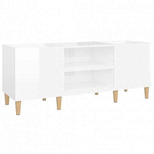 vidaXL Skříňka na LP desky lesklá bílá 121x38x48 cm kompozitní dřevo