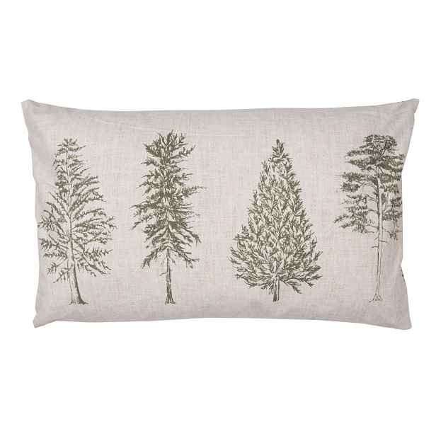 Béžový povlak na polštář se stromky Natural Pine Trees I - 30*50cm Clayre & Eef