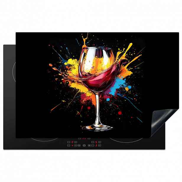 MuchoWow KRYT NA INDUKČNÍ DESKU Víno - sklo - graffiti - nápoj - červená - barva 81.2x52 cm