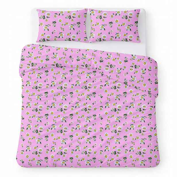 Povlečení bavlněné 180x200 růžové s klasickými sedmikráskami Cotton Home