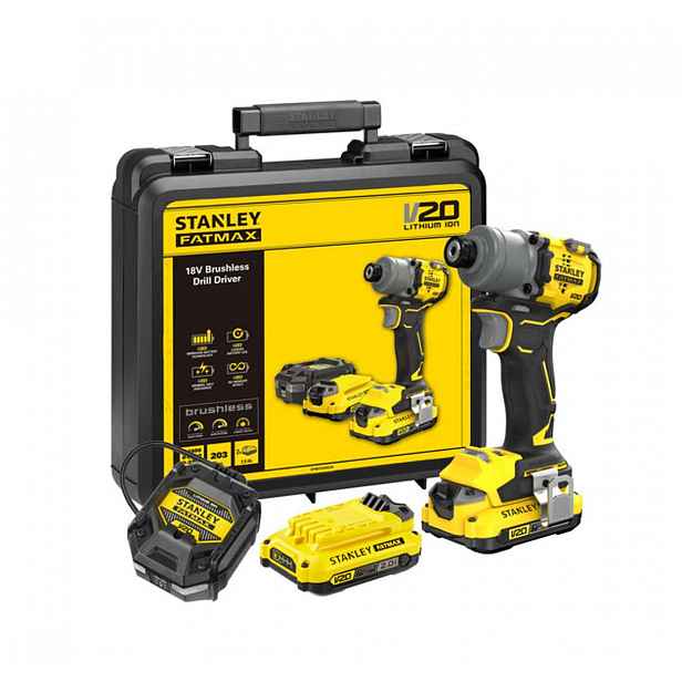 Stanley - 18V AKU rázový utahovák, 2x aku 2,0 Ah Li-Ion, nabíječka SFMCF830D2K-QW