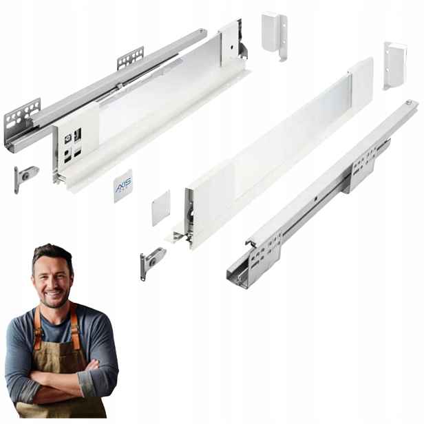 Šuplík Gtv Axis Pro Glass 450 mm, nízká H-86 strana se sklem, bílá