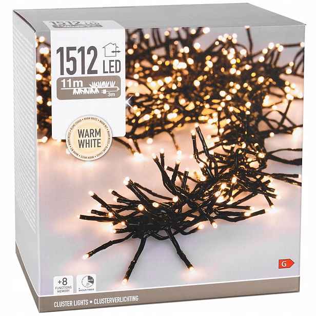 Vánoční Osvětlení Na Stromeček Venkovní, bílé, teplé, 1512 Led, 11 m
