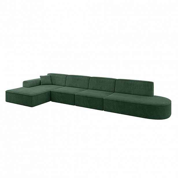 ALTDECOR ROHOVÁ SEDACÍ SOUPRAVA s otomanem vlevo IREA-L3-v3 – 412 × 165 × 77 cm, zelená