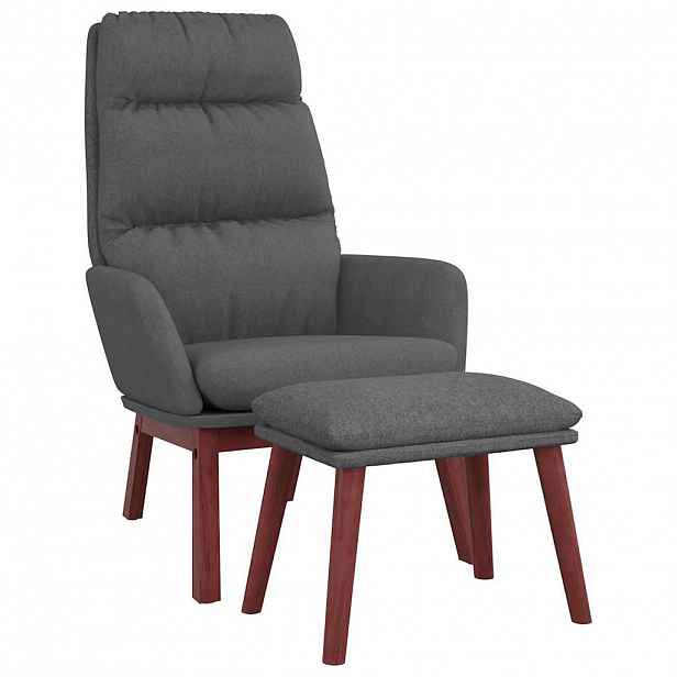 vidaXL Relaxační křeslo se stoličkou tmavě šedé textil