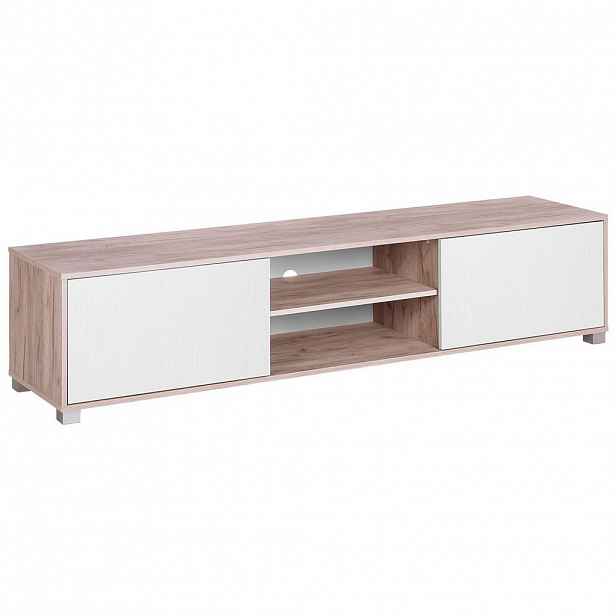 Beliani TV STOLEK Helleres Hnědý, Bílý LINCOLN 41/180/41 cm