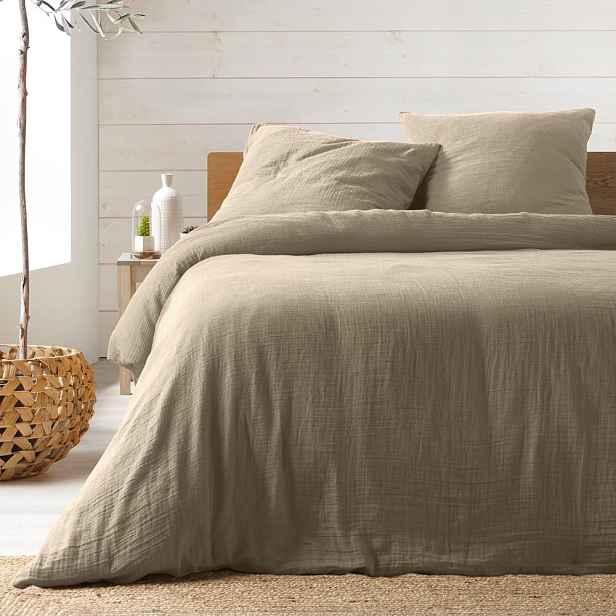 Béžové prodloužené mušelínové povlečení na dvoulůžko 240x260 cm Angelia – douceur d'intérieur