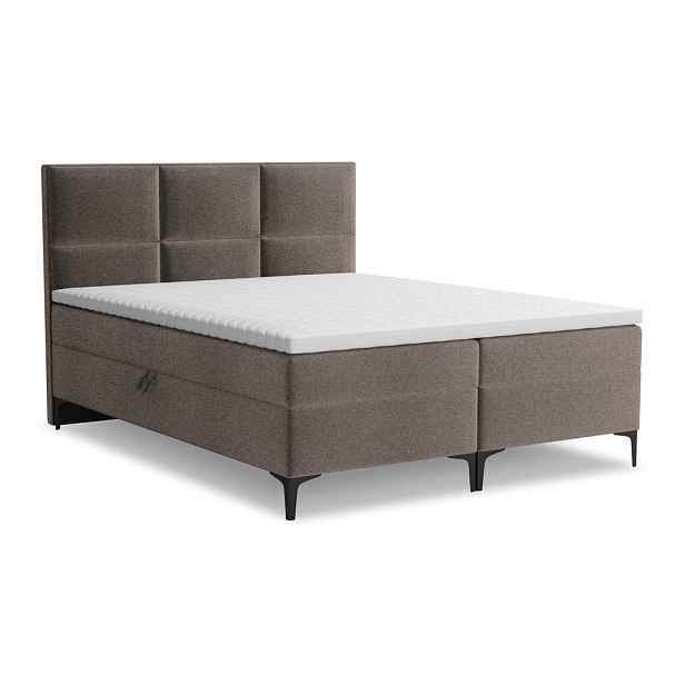 Hnědá boxspring postel s úložným prostorem 160x200 cm Pakalana – Makamii