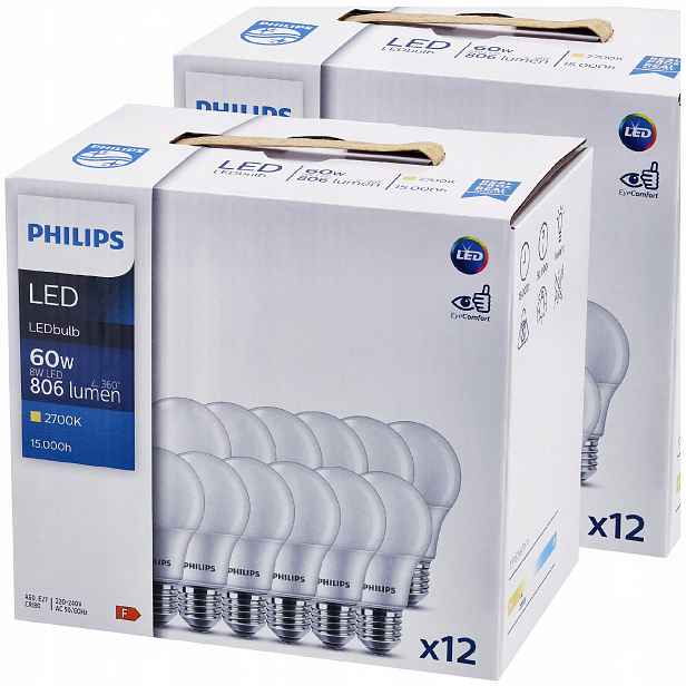 Philips Led žárovka E27 8W 60W 806lm 100lm/W 2700K EyeComfort CorePro 24x