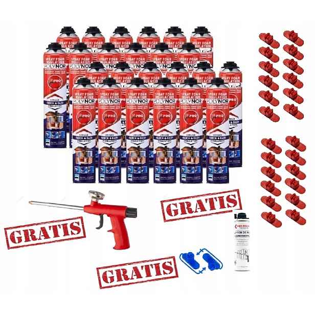 Pur Stříkací Pěna Polynor Pro 750 ml sada na izolaci 24 kusů