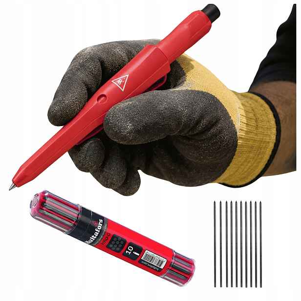 Set Truhlářská pracovní tužka Dry Marker Hg s pouzdrem Vložky Zásoba šedá