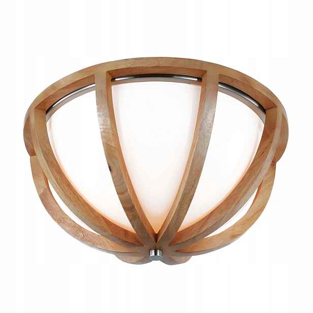 Stropní Svítidlo stropní dřevěný kulatý hnědý, bílý, skandinávský 33 cm Feiss