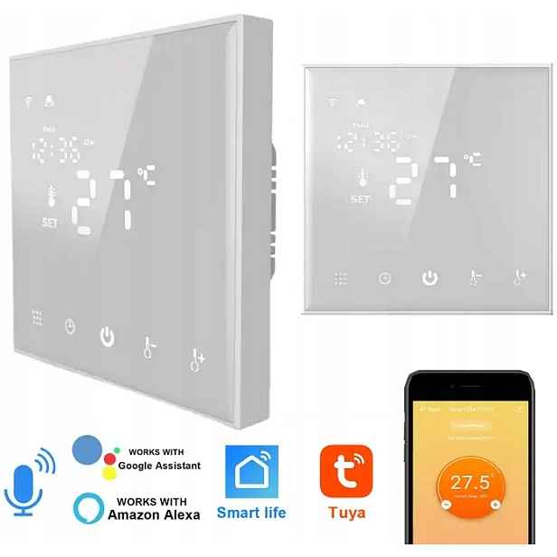 Termostat Nástěnný Pokojový Dotykový Led Displej WiFi Tuya Terscw