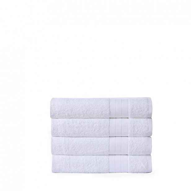 Sada 4 bílých bavlněných ručníků Uni, 50 x 100 cm