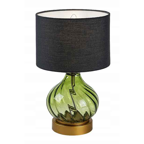 Dekorativní zelená skleněná stolní lampa v černé barvě do obývacího pokoje Rabalux