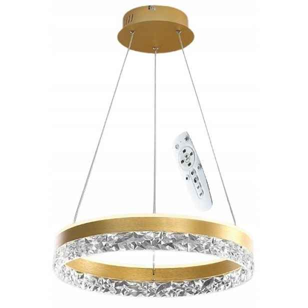 Stropní Led lampa Křišťál Nela kulatá Zlatá Variabilní barva Dálkový Ovladač 60W