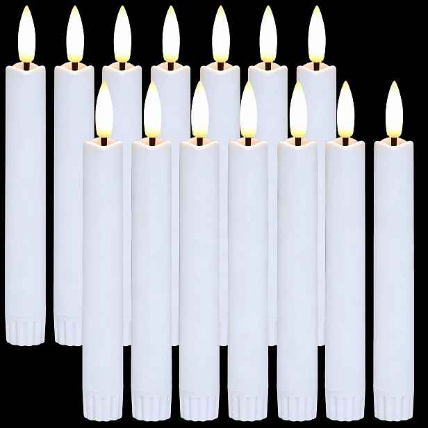TEMU 14 ks LED kuželových svíček bez plamene - na baterie a bez kouře, realistické blikající teplé světlo, ideální pro Vánoce, Halloween, Valentýna,