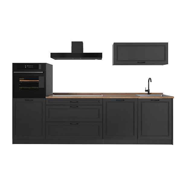 Vicco KUCHYŇSKÝ KOUT R-Line, Antracitový venkovský dům/Antracit, 280 cm pracovná doska Dub Goldkraft