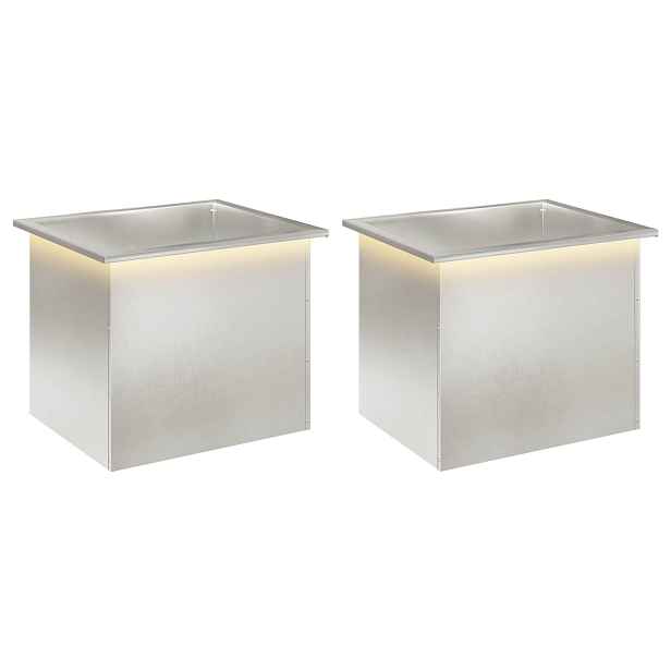 vidaXL Zahradní truhlík s LED osvětlením 2 ks Stříbrná 50 x 60 x 48 cm