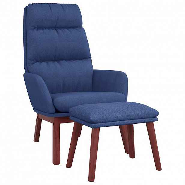 vidaXL Relaxační křeslo se stoličkou modré textil