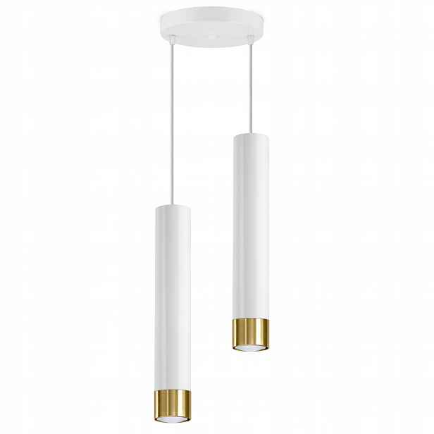 Závěsná lampa Tuby Kov Bílá Zlatá Led GU10