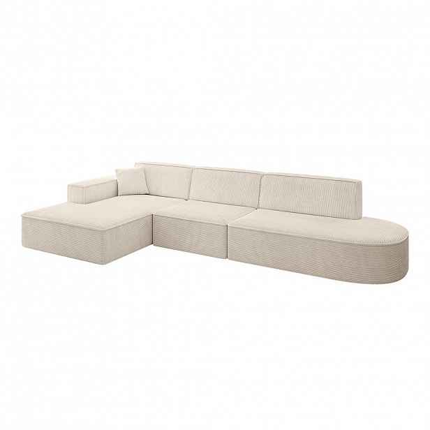 ALTDECOR ROHOVÁ SEDACÍ SOUPRAVA s otomanou vlevo IREA-L2-v4 – 327 × 165 × 77 cm, béžová