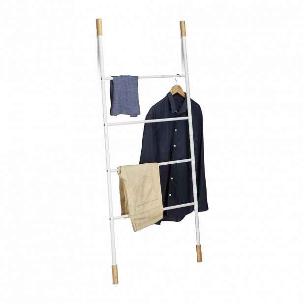 Relaxdays ŽEBŘÍK Bílý na ručníky 4 příčky kov bambus 150 cm