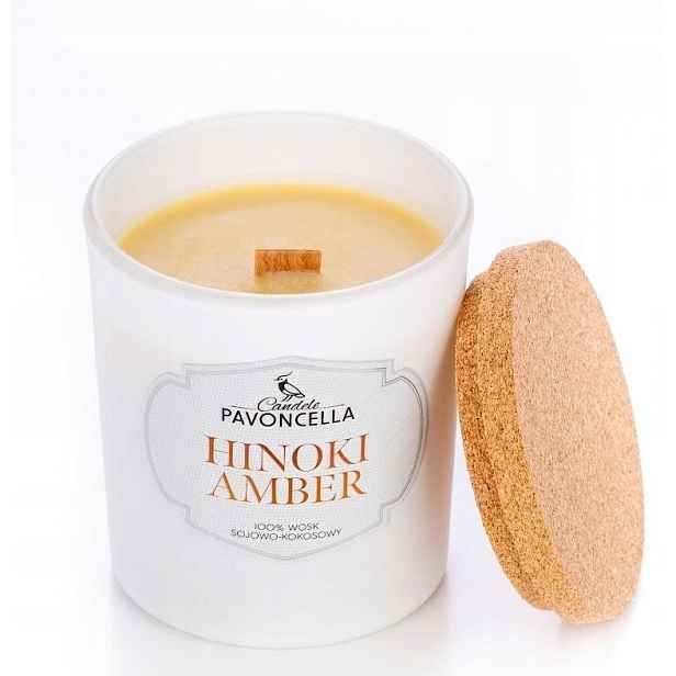 Sójová Svíčka Volně stojící Přírodní Svíčky do Obývacího Pokoje Hinoki Amber bílá