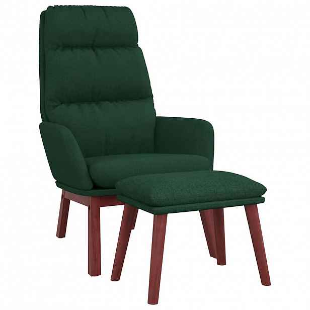 vidaXL Relaxační křeslo se stoličkou tmavě zelené textil