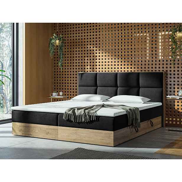 Kontinentální postel 140x200 JERSEY - dub craft / černá + topper ZDARMA