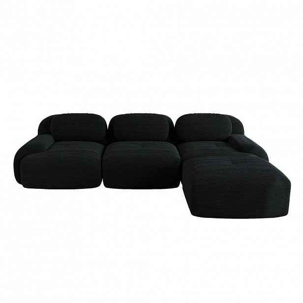 OKWISH MODULÁRNÍ rohová pohovka černá z manšestru bez montáže a s ergonomickým tvarem